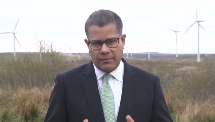Pictured: Sharma travelled to the Whitelee onshore wind farm, near Glasgow, to deliver the speech. Image: UK Government